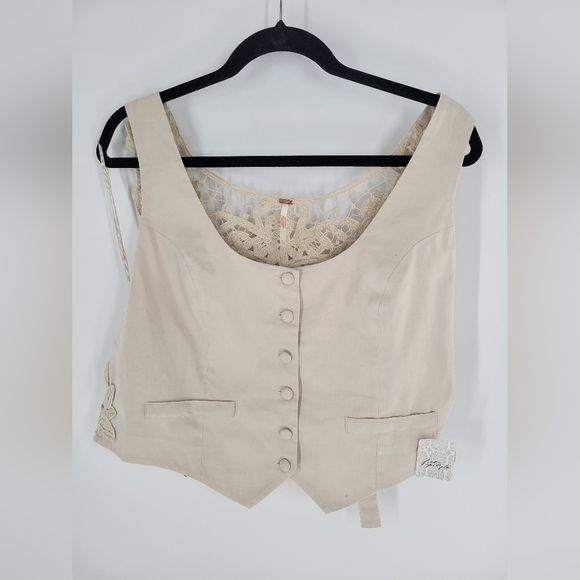 Free people Womens Bailey Crochet Vest Size XL New - Picture 2 of 8